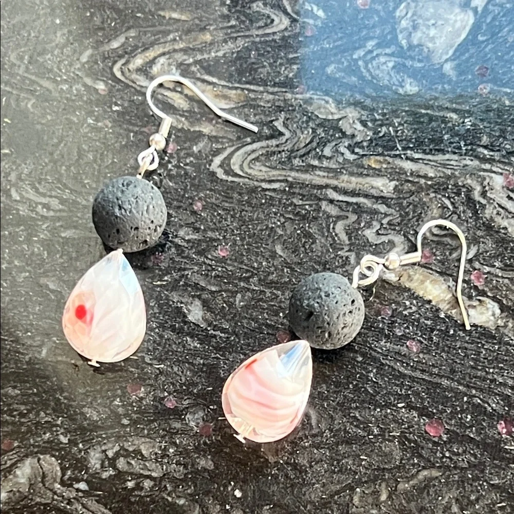 Artisan Black Lavastone Diffuser and Glass  Earrings